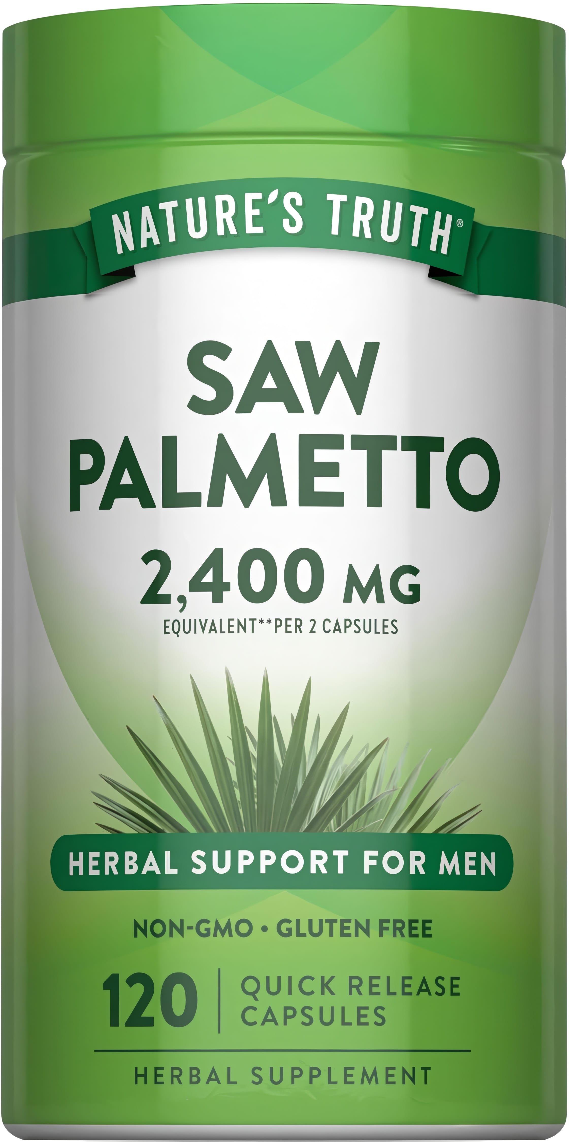 Со Пальметто, Saw Palmeto, Nature's Truth, 2400 мг, 120 капсул швидкого вивільнення (1200 мг на капсулу)