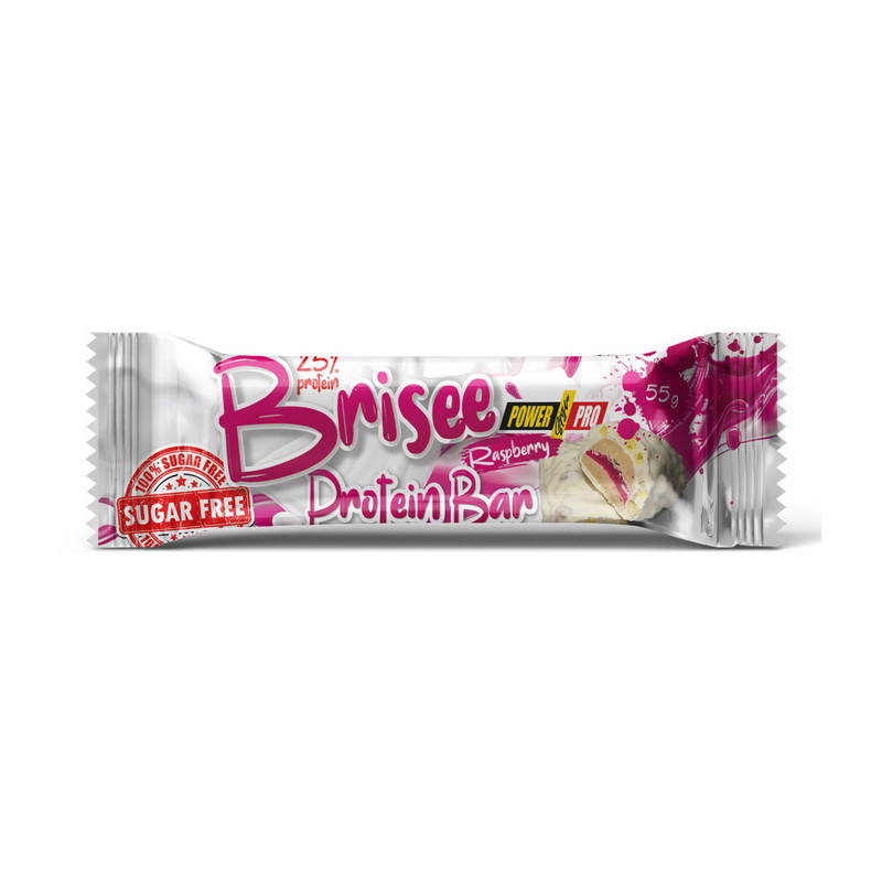 Протеїновий батончик, Power Pro Brisee Protein Bar 25% sugar free, 55 г (Малина)