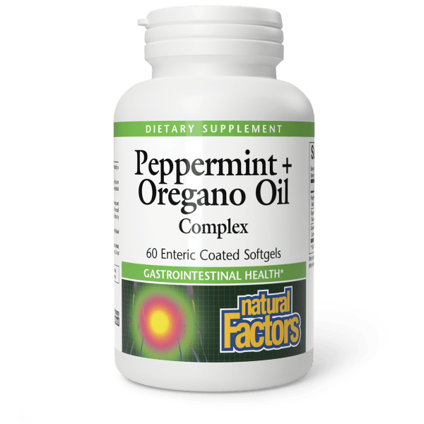 Комплекс олії перцевої м'яти та орегано, Natural Factors Peppermint+Oregano Oil Complex, 60 м'яких капсул