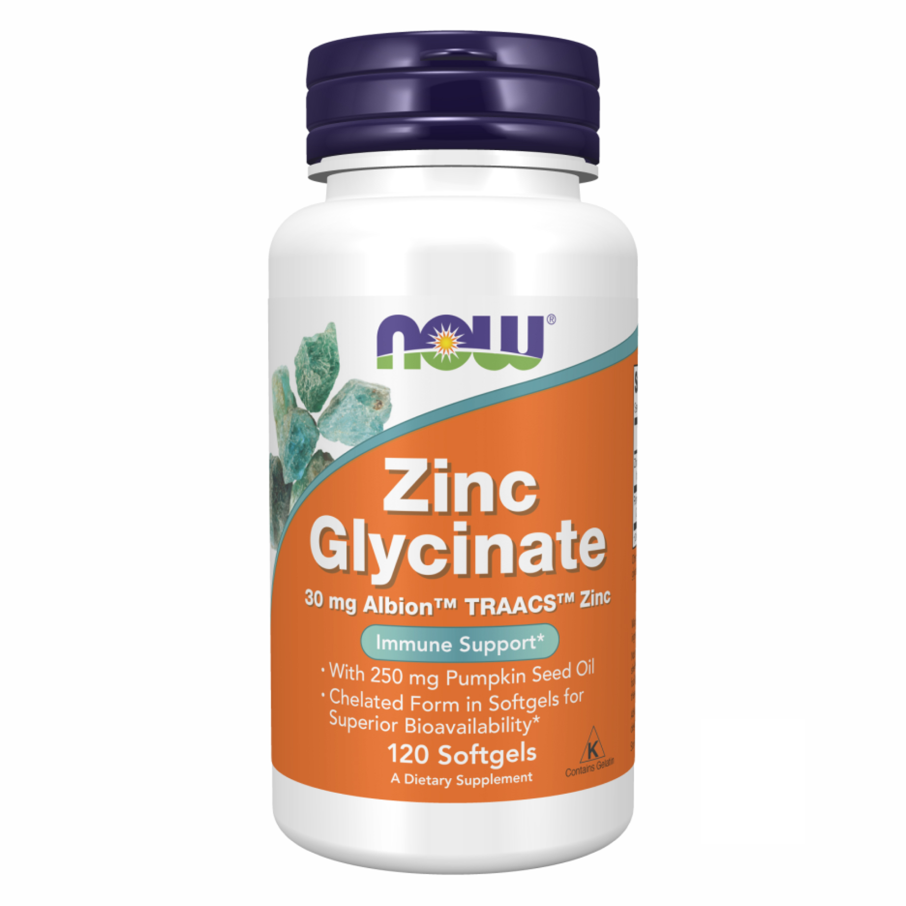Гліцинат цинку, Now Foods Zinc Glycinate, 30 мг, 120 м'яких капсул