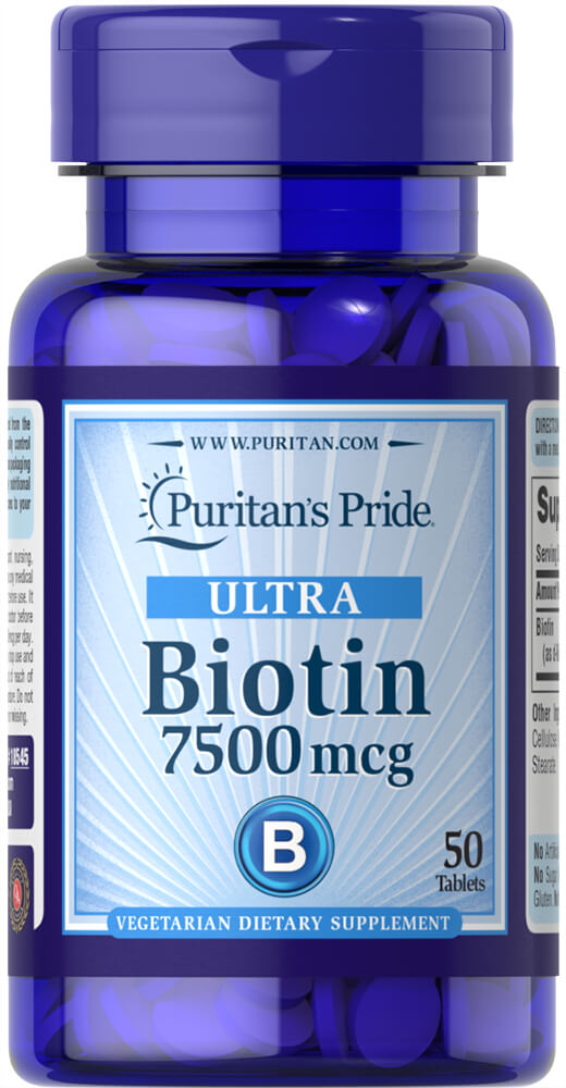 Біотин, Biotin, Puritan's Pride, 7500 мкг, 50 таблеток