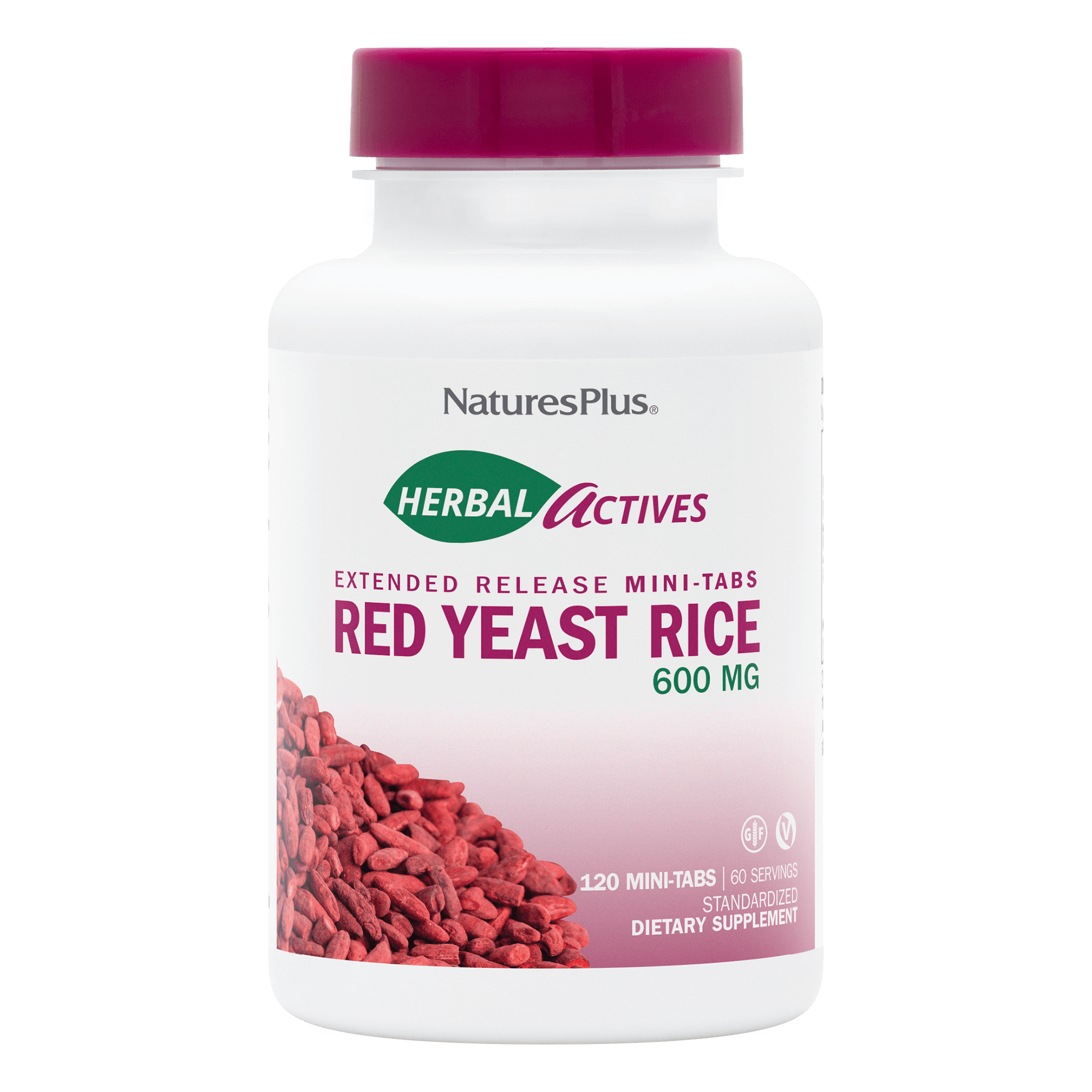 Красный дрожжевой рис, Natures Plus Herbal Actives Red Yeast Rice, 300 мг, 120 мини-таблеток
