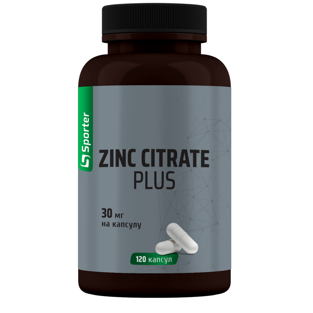 Цинк цитрат, Sporter Zinc 30 citrate plus, 120 капсул