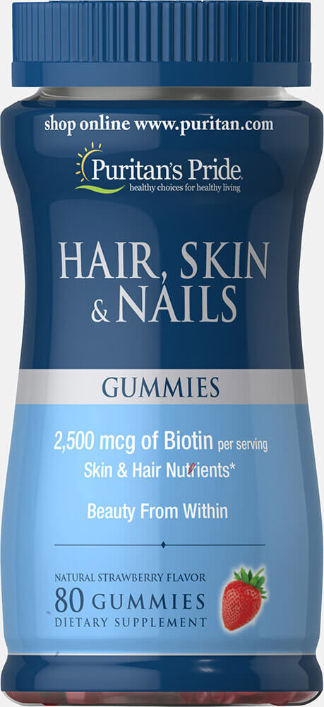 Формула для шкіри, волосся і нігтів, Puritan's Pride Hair, Skin & Nails, 80 жувальних цукерок (Полуниця)