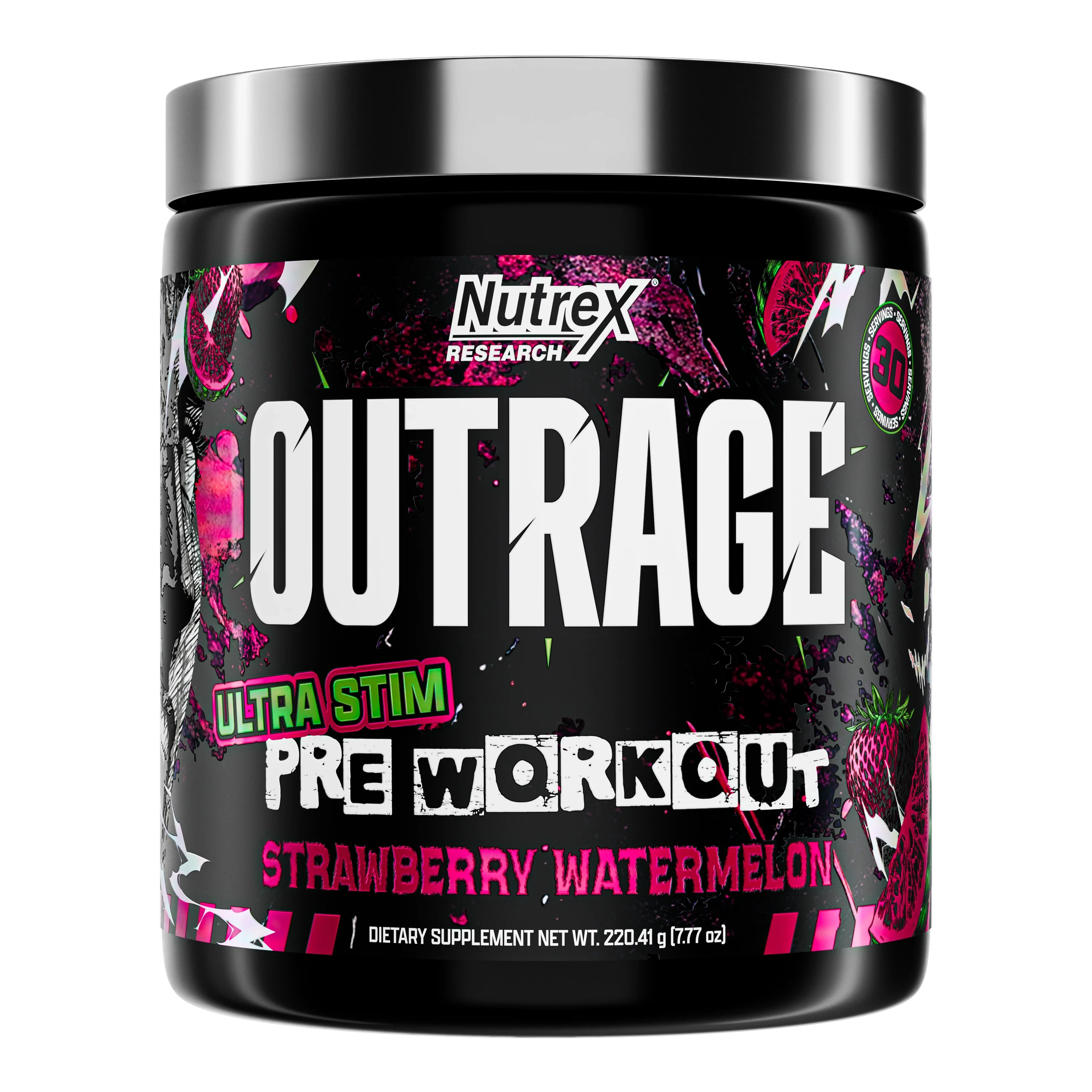 Outrage High‑Stim Pre‑Workout - 30 servings Strawberry Watermelon