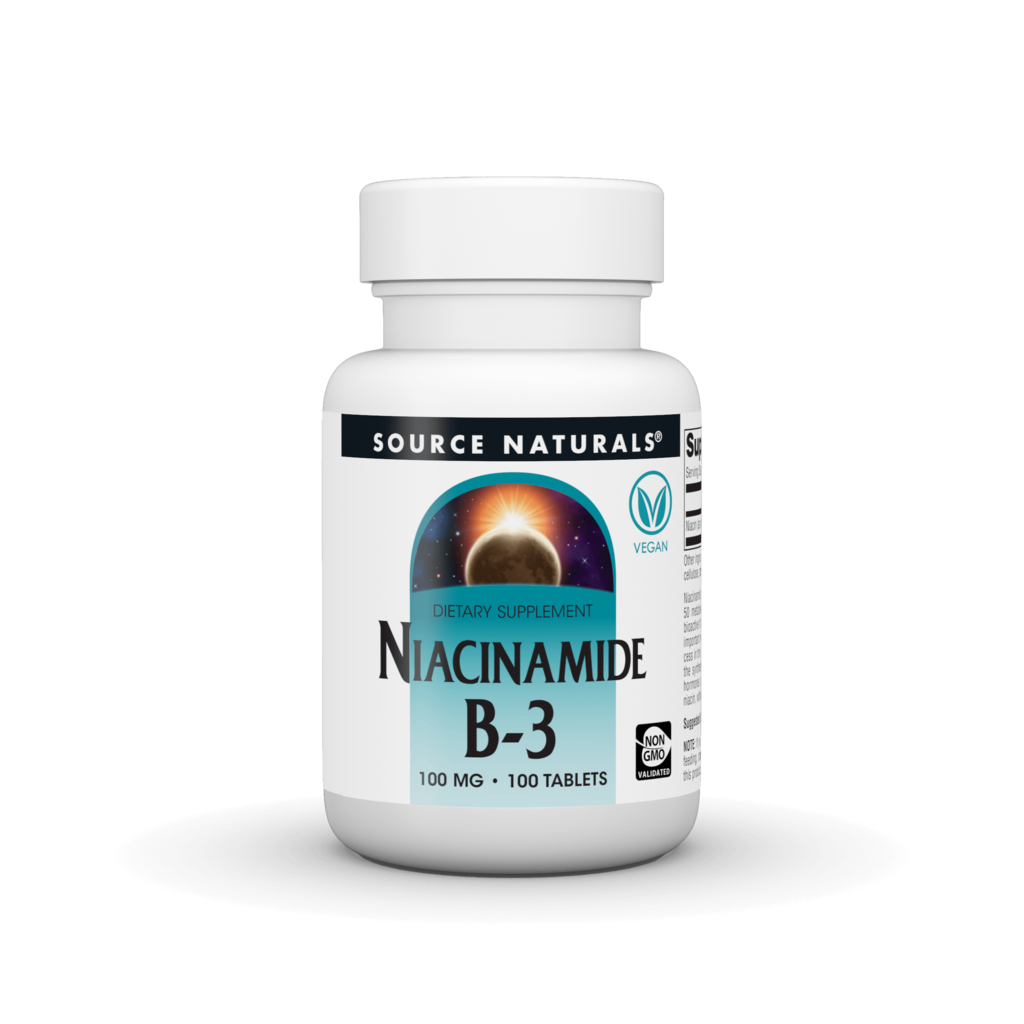 Ніацинамід (вітамін B3), Source Naturals Niacinamide B-3, 100 мг, 100 таблеток