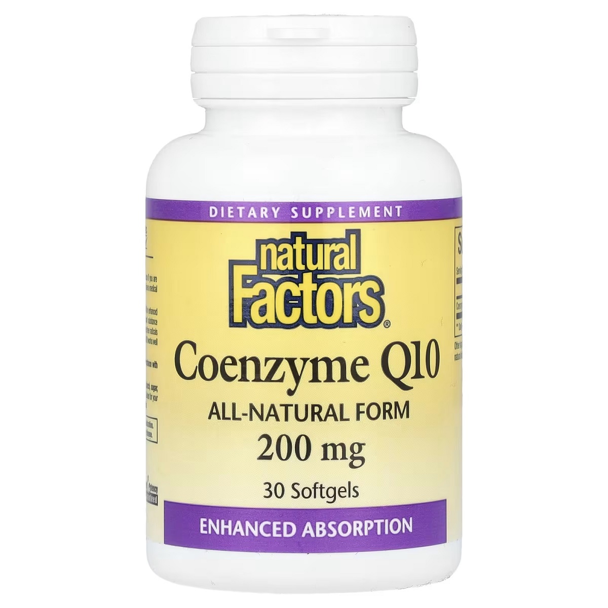 Коензим Q10, 200 мг, Coenzyme Q10, Natural Factors, 30 гелевих капсул