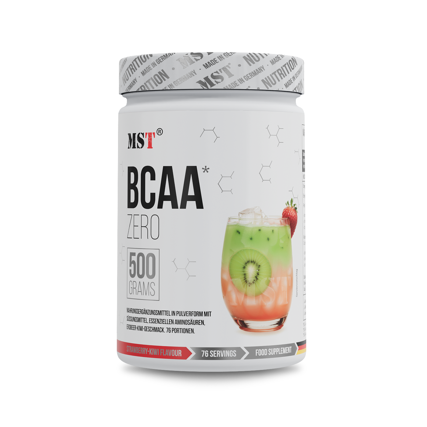 Амінокислоти BCAA, MST BCAA zero, 500 г (Полуниця-ківі)