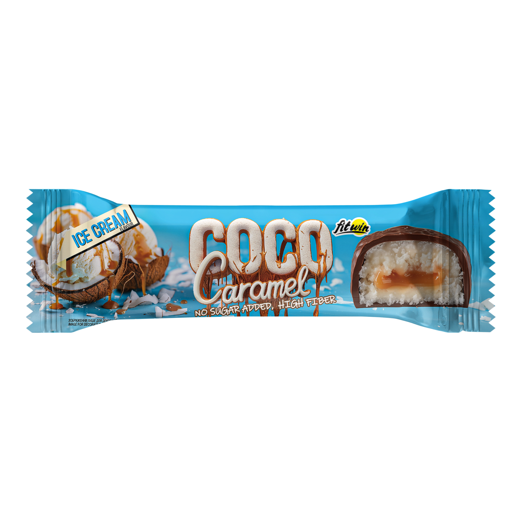 Енергетичний батончик, FitWin Coco Caramel, 20 шт. по 40 г. (Кокос-карамель)