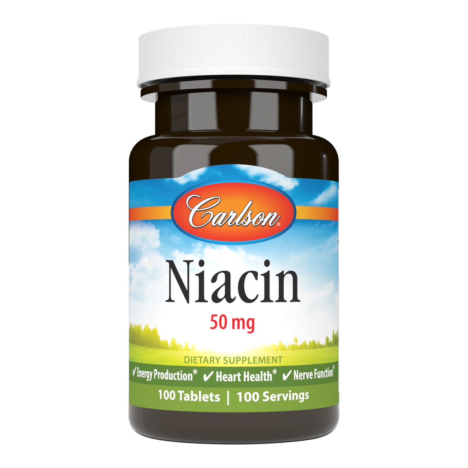 Ніацин (Вітамін В3), Carlson Labs Niacin, 50 мг, 100 таблеток
