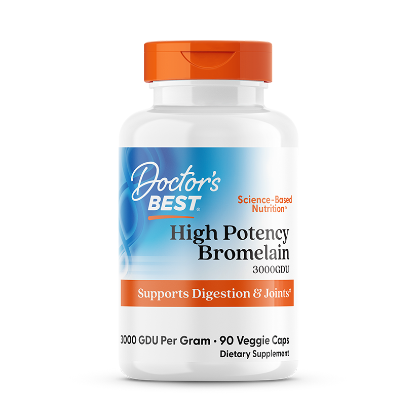 Бромелайн, Doctor's Best High Potency Bromelain, 500 мг, 90 вегетаріанських капсул