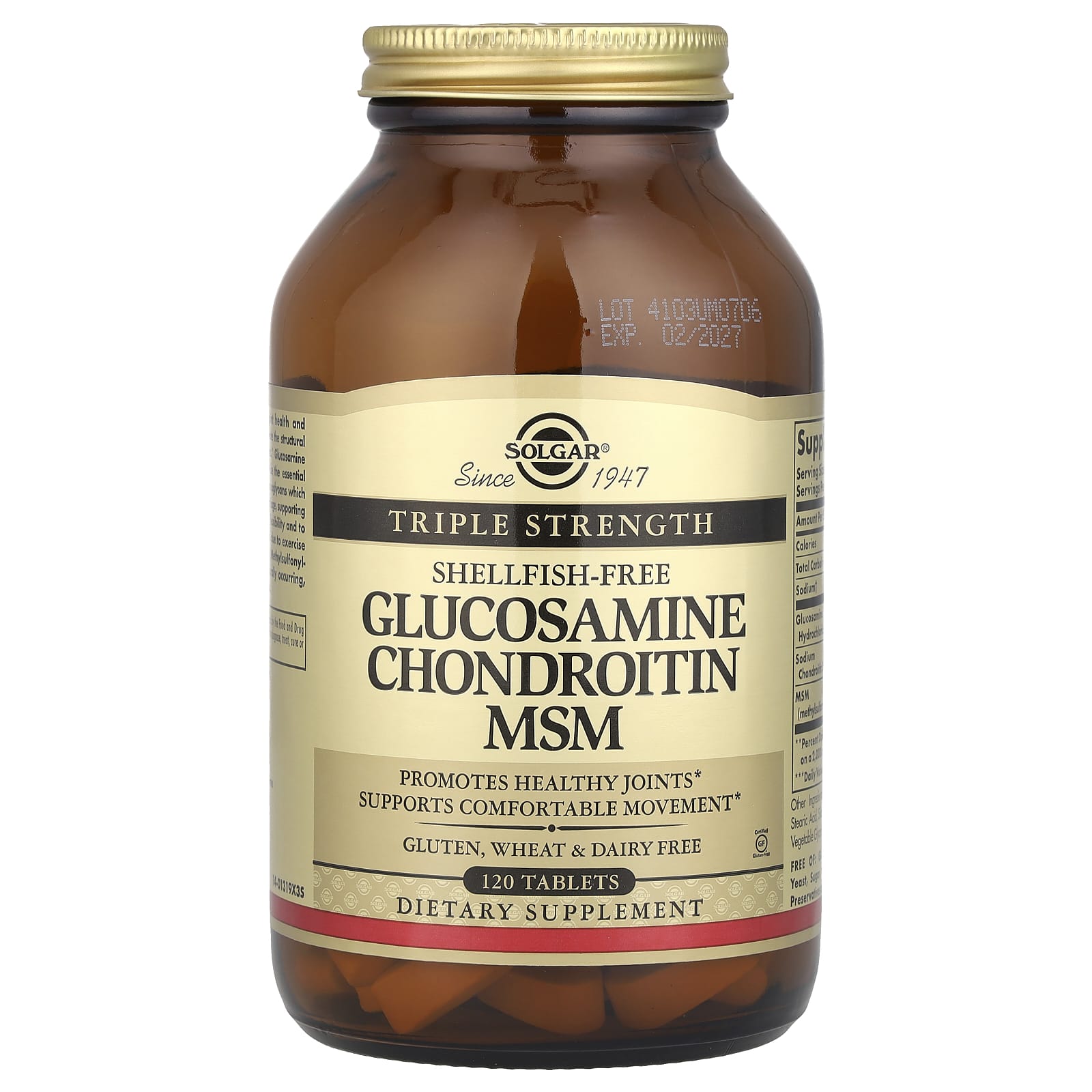 Глюкозамін хондроїтин та МСМ, Solgar Glucosamine Chondroitin MSM Triple Strength, 120 таблеток