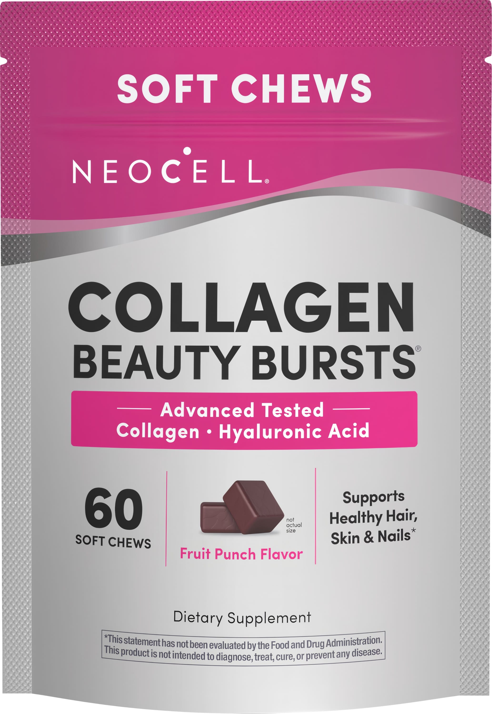 Колаген для краси, Neocell Collagen Beauty Bursts, 60 жувальних таблеток (Фруктовий пунш)