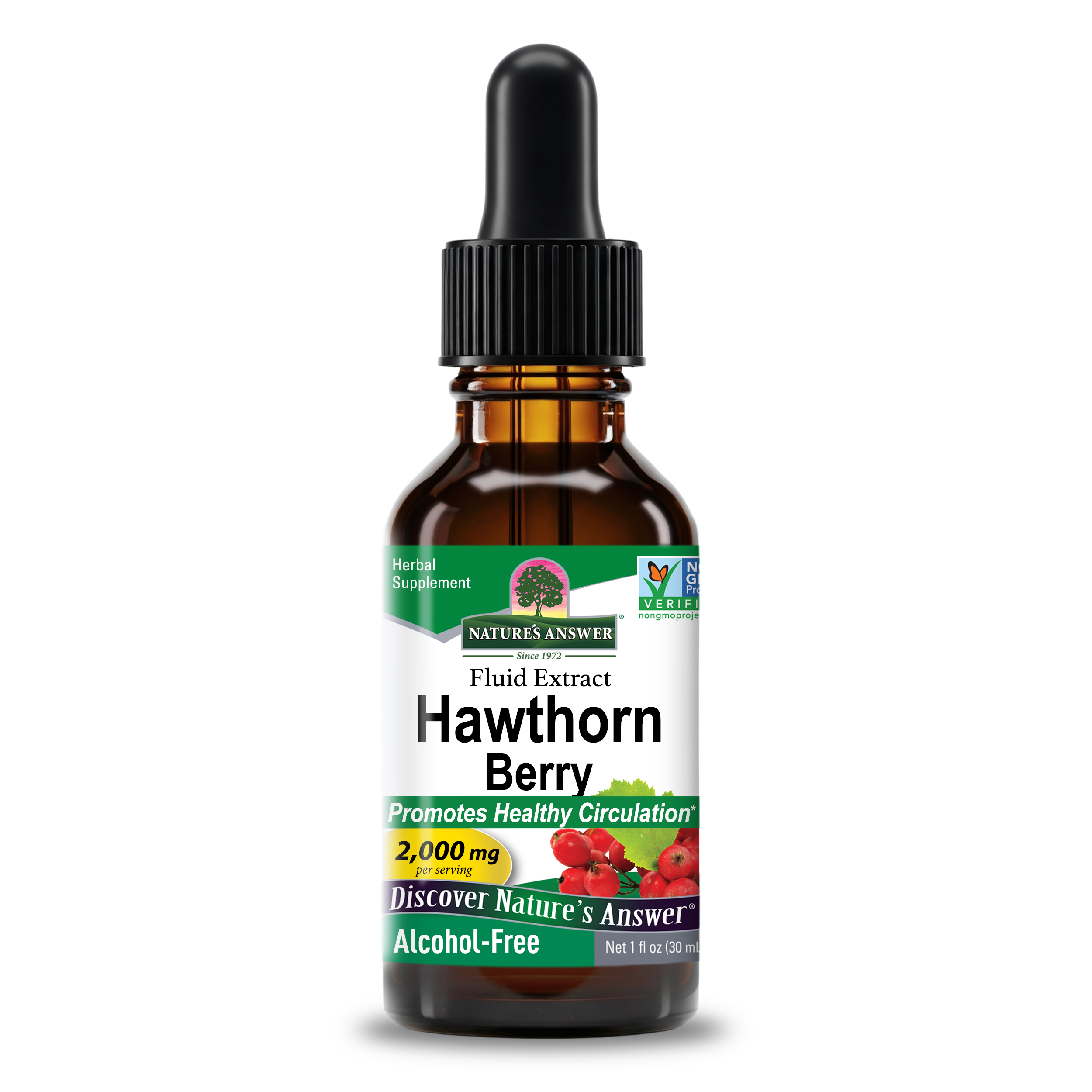 Екстракт ягід глоду, Nature's Answer Hawthorn Berry, 2000 мг, 30 мл