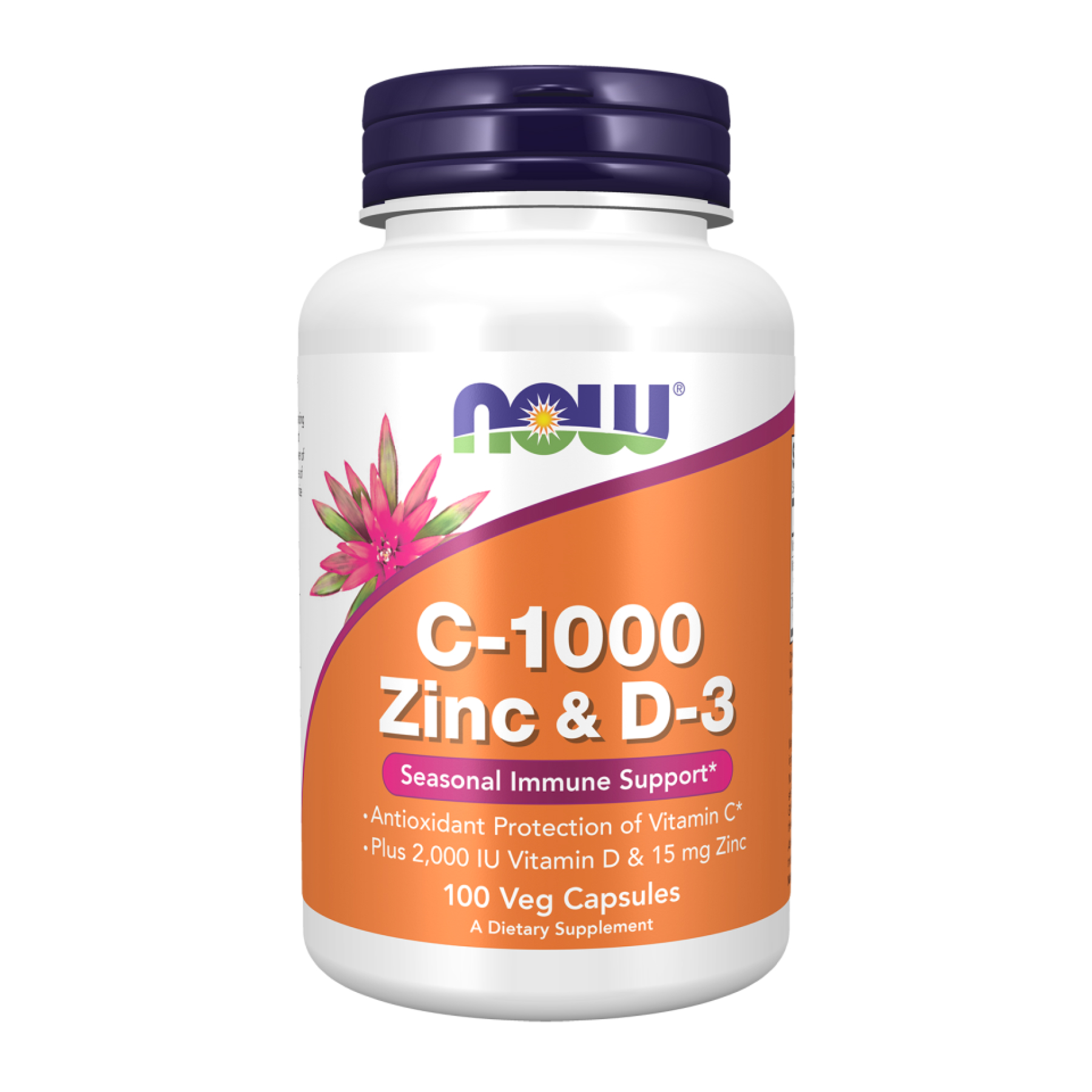 Вітамін C, цинк та вітамін D3, Now Foods C-1000 Zinc & D-3, 100 вегетаріанських капсул