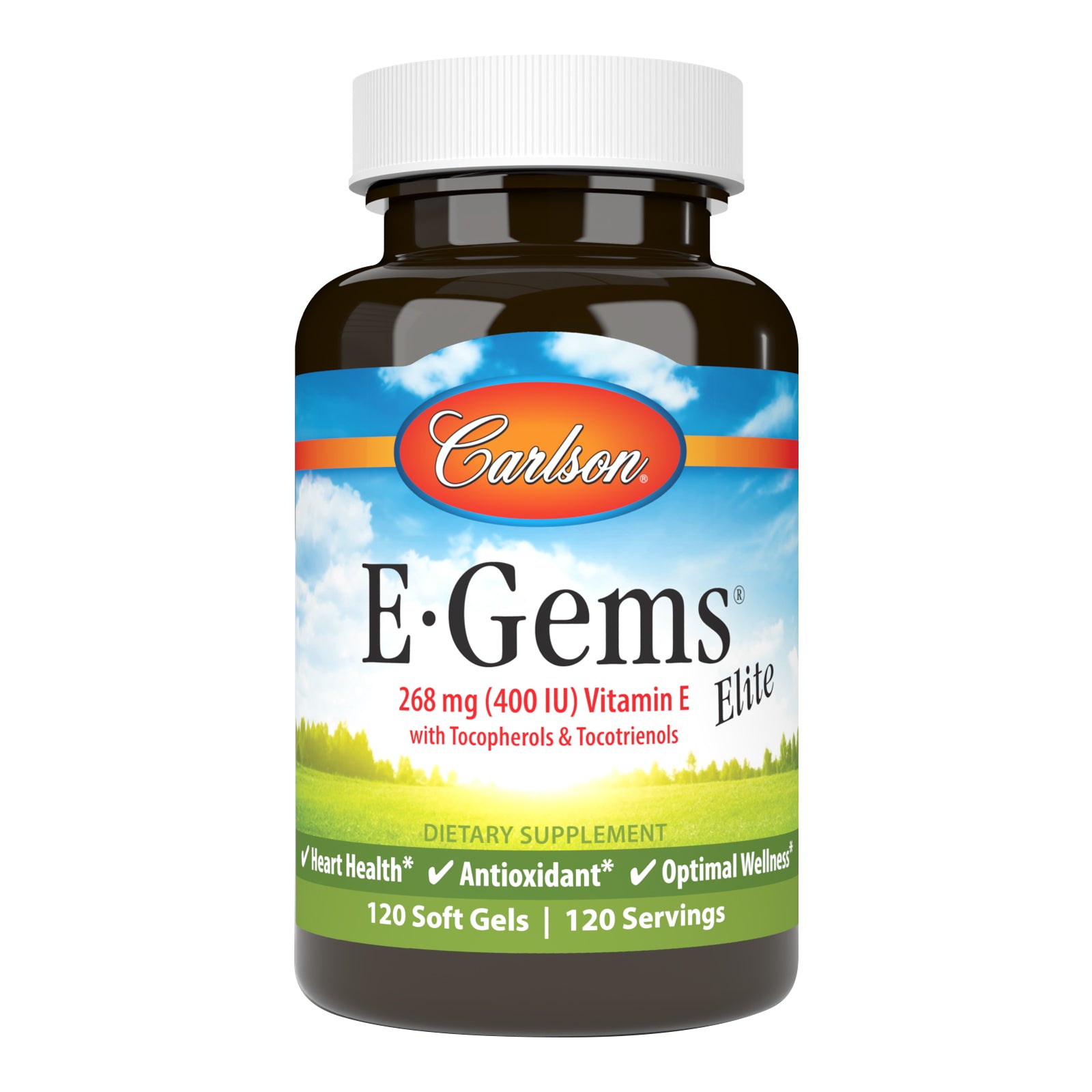 Вітамін Е з токоферолами та токотрієнолами, Carlson Labs E-Gems Elite Vitamin E with Tocopherols & Tocotrienols, 400 МО, 120 м'яких капсул