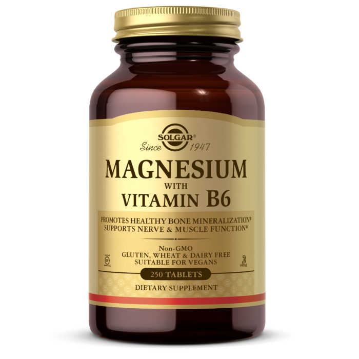Магній з вітаміном B6, Solgar Magnesium with Vitamin B6, 250 таблеток