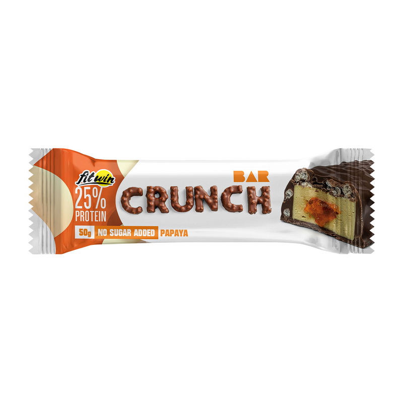 Протеїновий батончик, FitWin Crunch Bar No Sugar Added, 50 г (Папая)