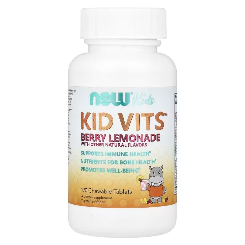 Мультивітаміни для дітей, Now Foods Kid Vits, 120 жувальних таблеток (Ягідний лимонад)