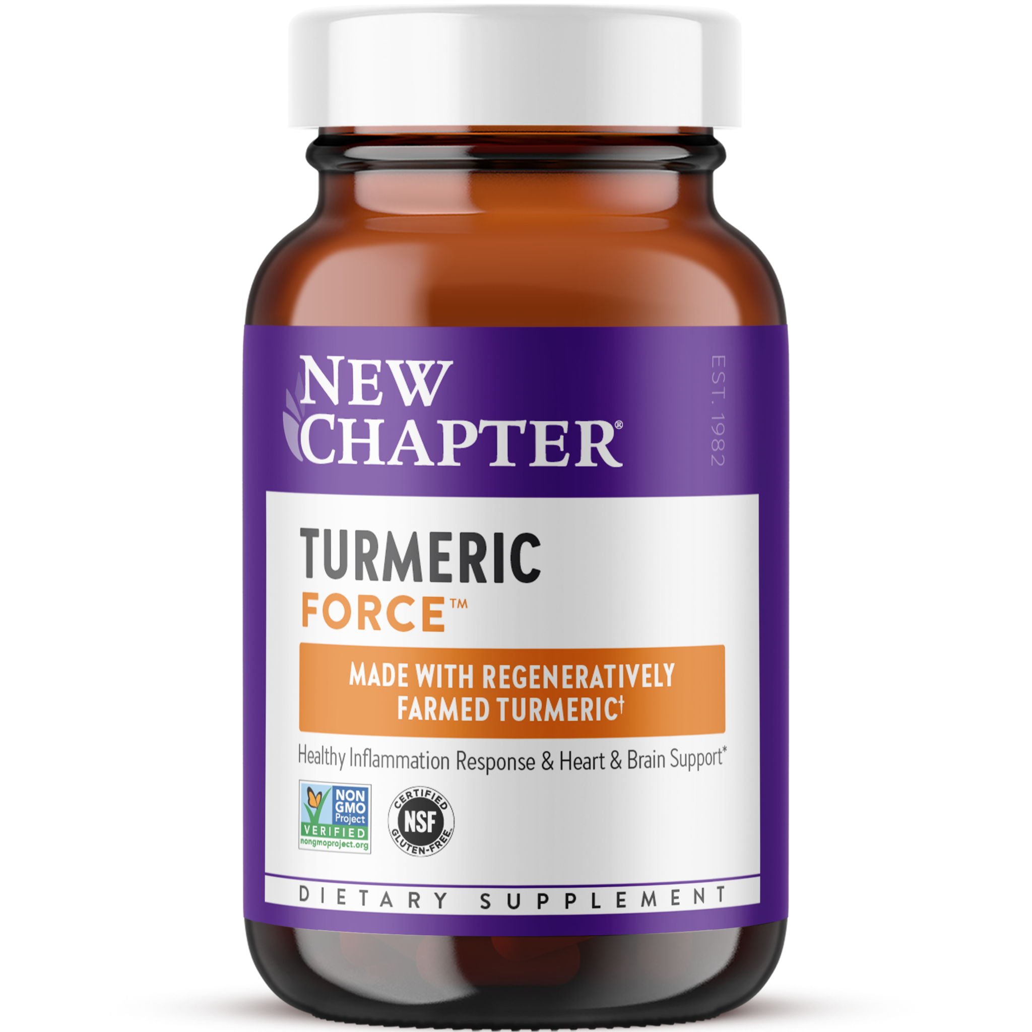 Куркумін для підтримки здоров'я, New Chapter Turmeric Force, 60 вегетаріанських капсул