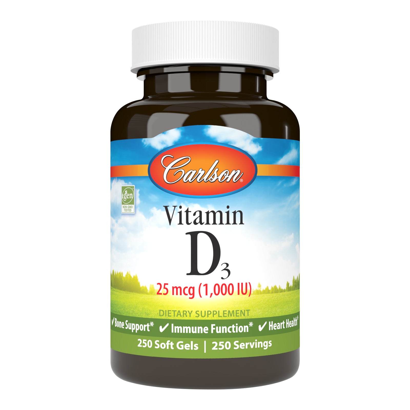 Вітамін D3, Carlson Labs Vitamin D3, 1000 МО, 250 м'яких капсул