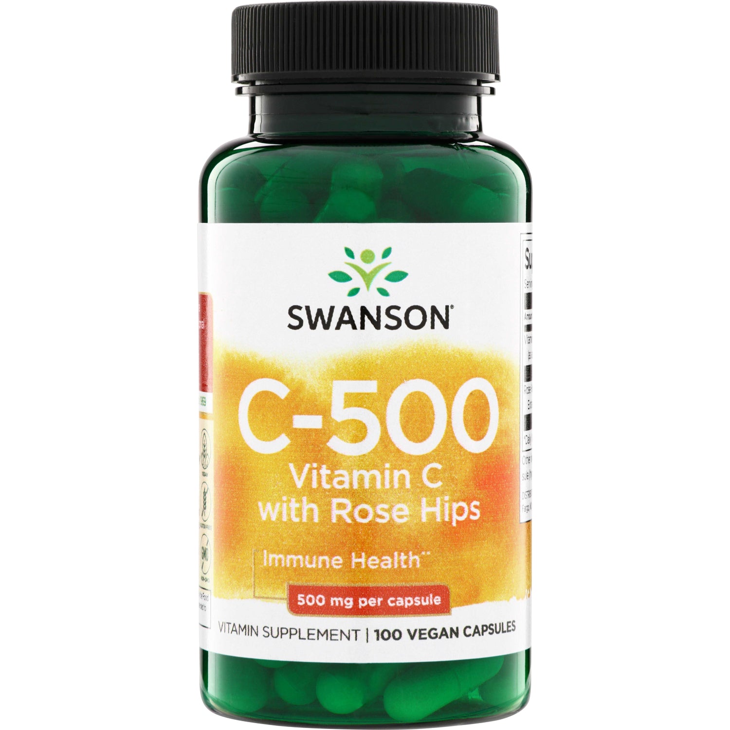 Вітамін С з шипшиною, Swanson Vitamin C with Rose Hips, 500 мг, 100 капсул