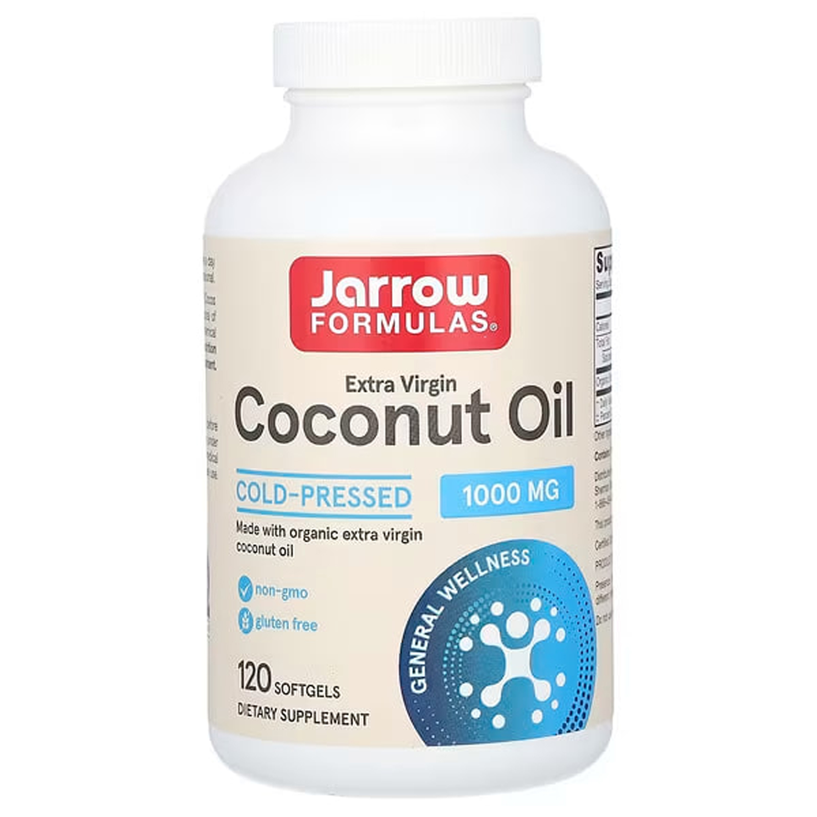 Кокосова олія, Jarrow Formulas Coconut Oil Extra Virgin, 1000 мг, 120 м'яких капсул