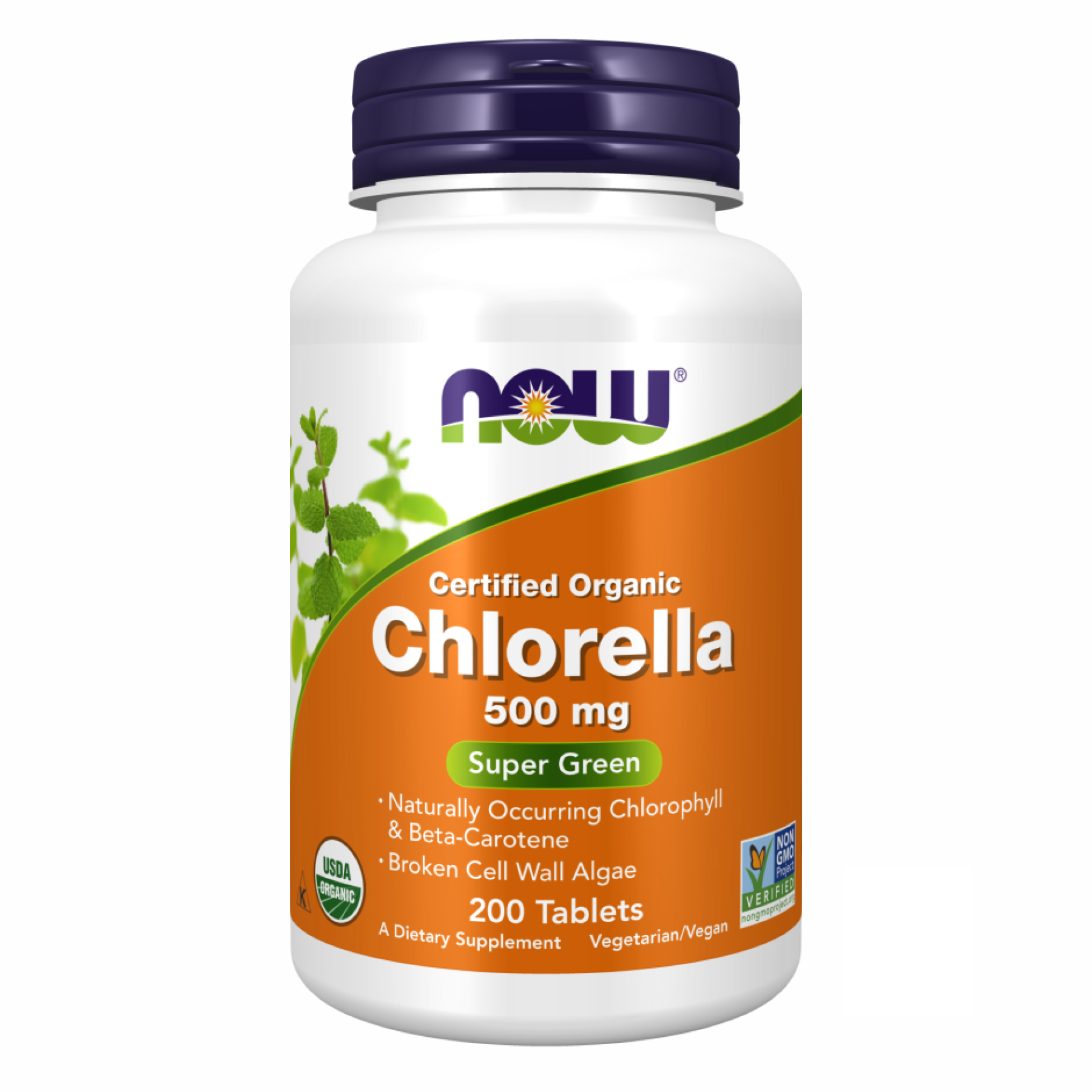 Хлорела, Now Foods Chlorella, 500 мг, 200 таблеток