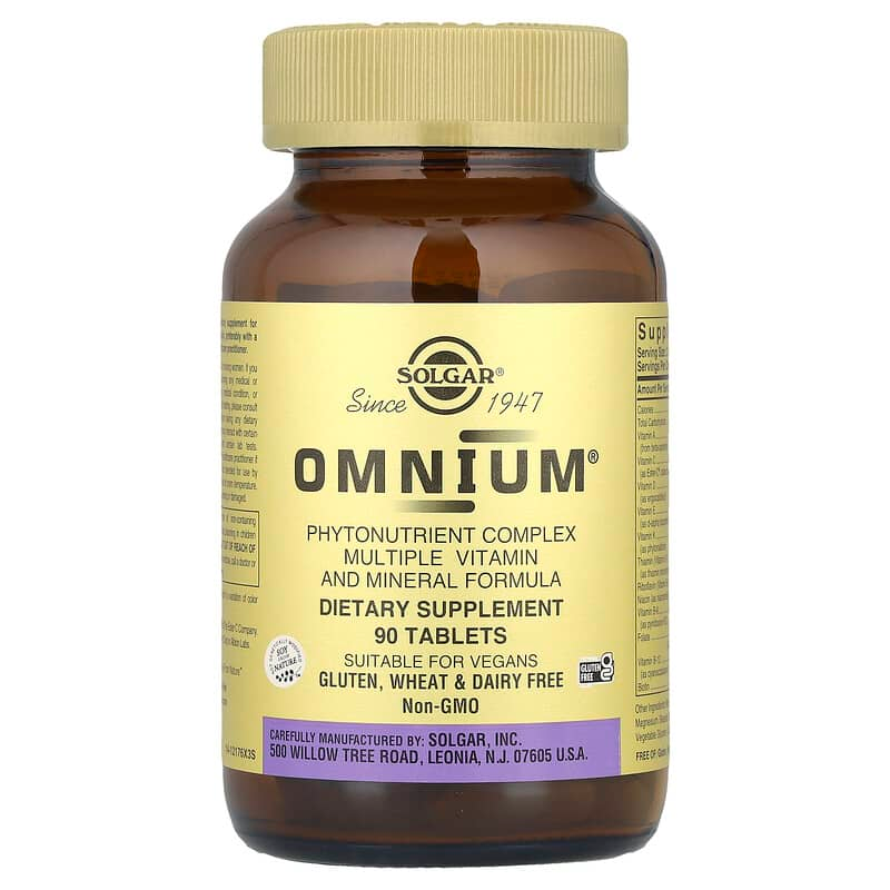 Мультивітаміни та мінерали з фітонутрієнтами, Solgar Omnium Phytonutrient Complex, 90 таблеток