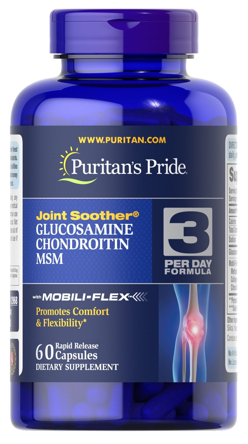 Глюкозамін хондроїтин і МСМ, Glucosamine, Chondroitin MSM, Puritan's Pride, подвійна сила, 60 капсул