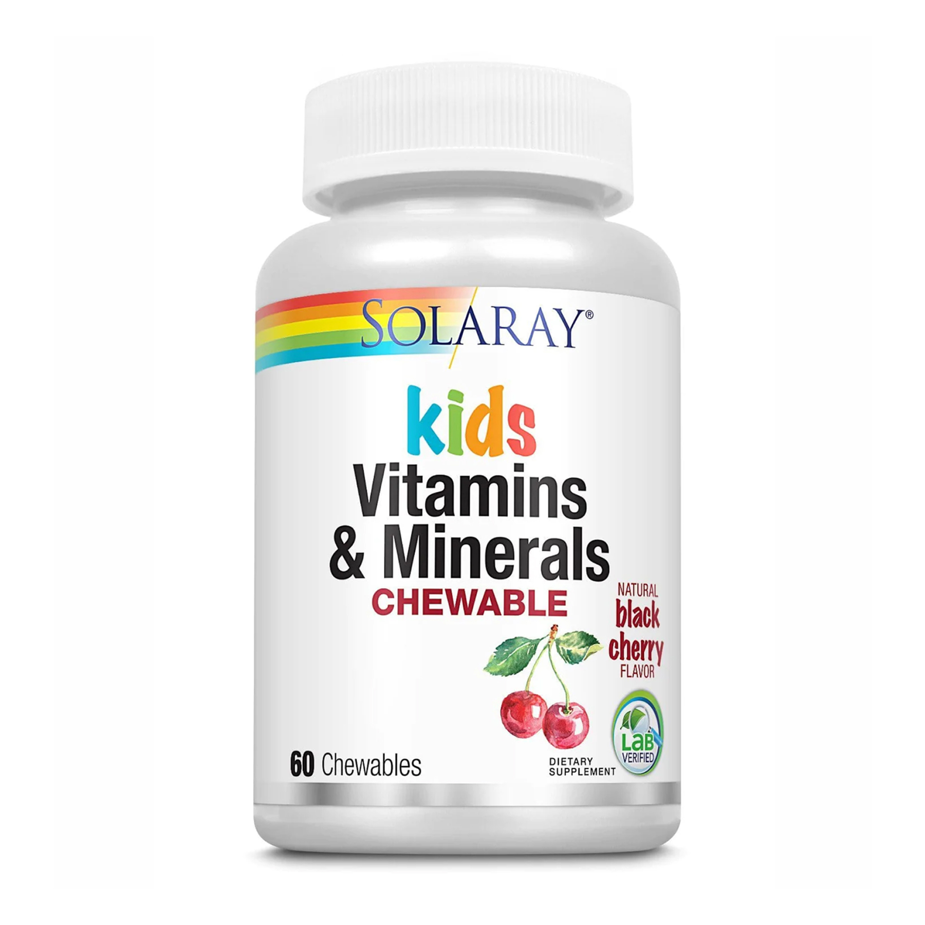 Мультивітаміни та мінерали для дітей, Solaray Kids Vitamins & Minerals Chewable, 60 жувальних таблеток (Вишня)