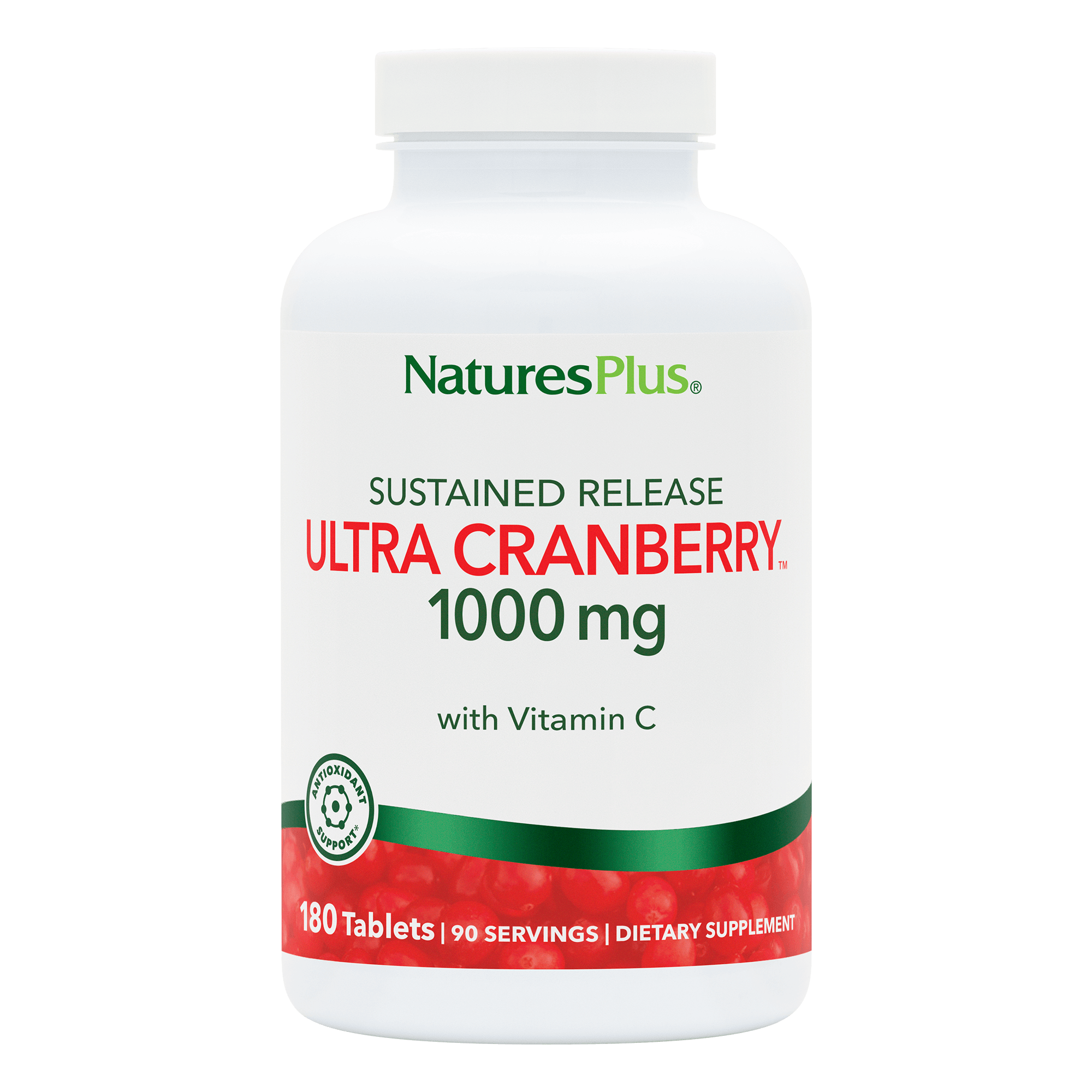 Ультра журавлина з уповільненим вивільненням, Natures Plus Ultra Cranberry, 1000 мг, 180 таблеток