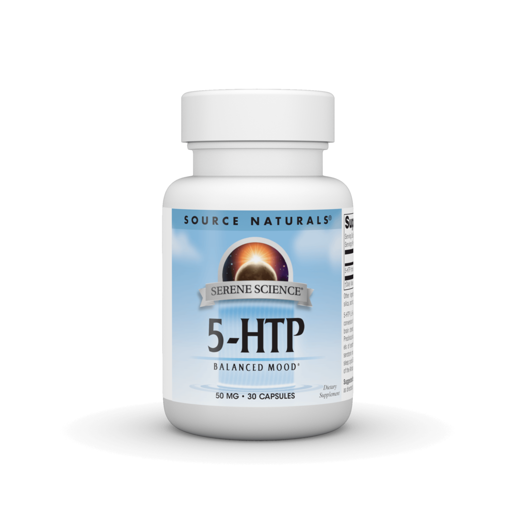5-HTP для підтримки настрою, Source Naturals 5-HTP Serene Science, 50 мг, 30 м'яких капсул