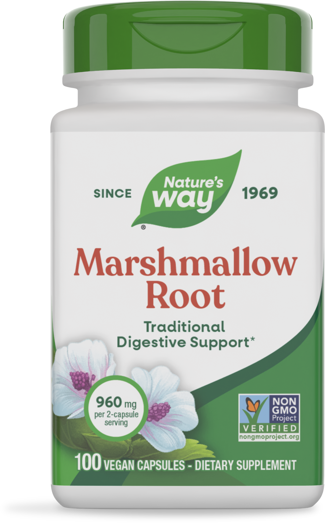 Корінь алтею, Nature's Way Marshmallow Root, 480 мг, 100 вегетаріанських капсул