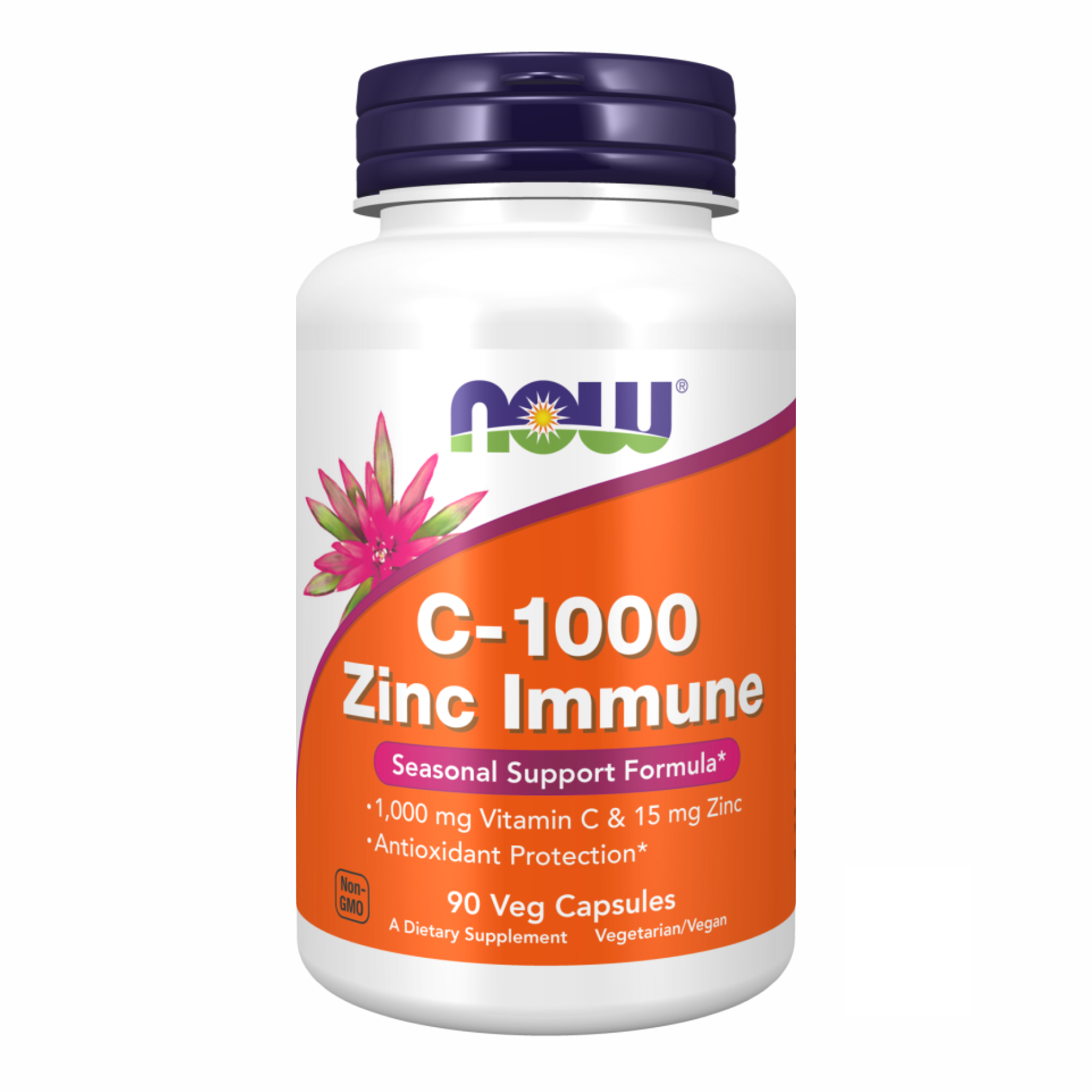 Вітамін С та цинк для імунітету, Now Foods C-1000 Zinc Immune, 1000/15 мг, 90 вегетаріанських капсул