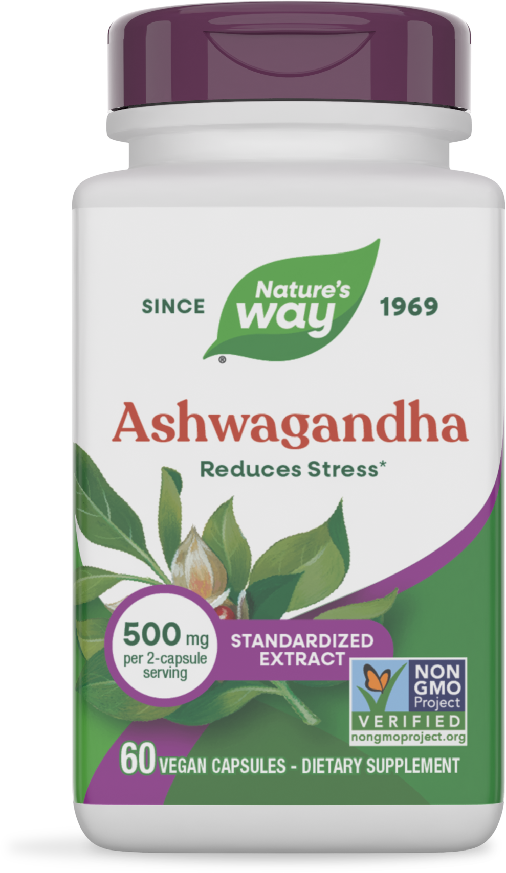 Ашваганда, преміум екстракт, Nature's Way Ashwagandha, 500 мг, 60 вегетаріанських капсул
