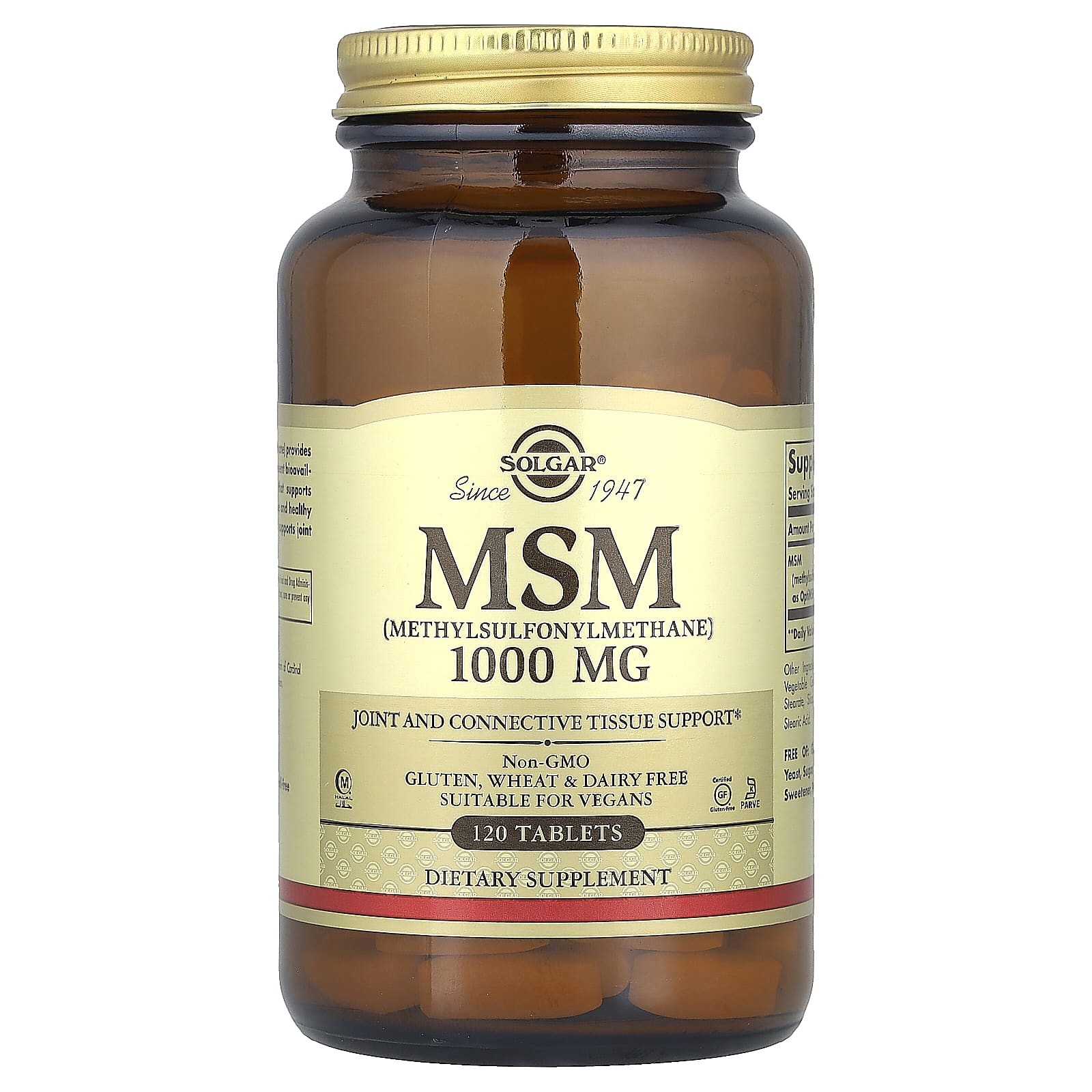 Метилсульфонілметан (МСМ), Solgar MSM, 1000 мг, 120 таблеток