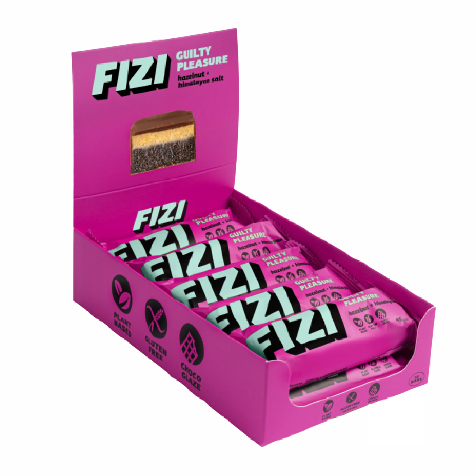 Шоколадний батончик, FIZI Chocolate Bar Hazelnut-Himalayan Salt, 10 шт. по 45 г. (Фундук-гімалайська сіль)