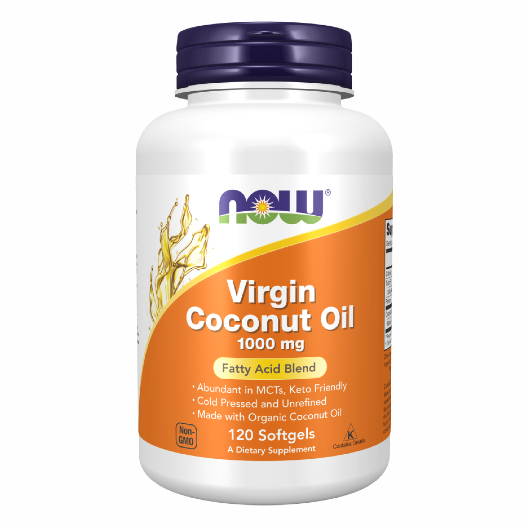 Кокосова олія першого віджиму, Now Foods Virgin Coconut Oil, 1000 мг, 120 м'яких капсул
