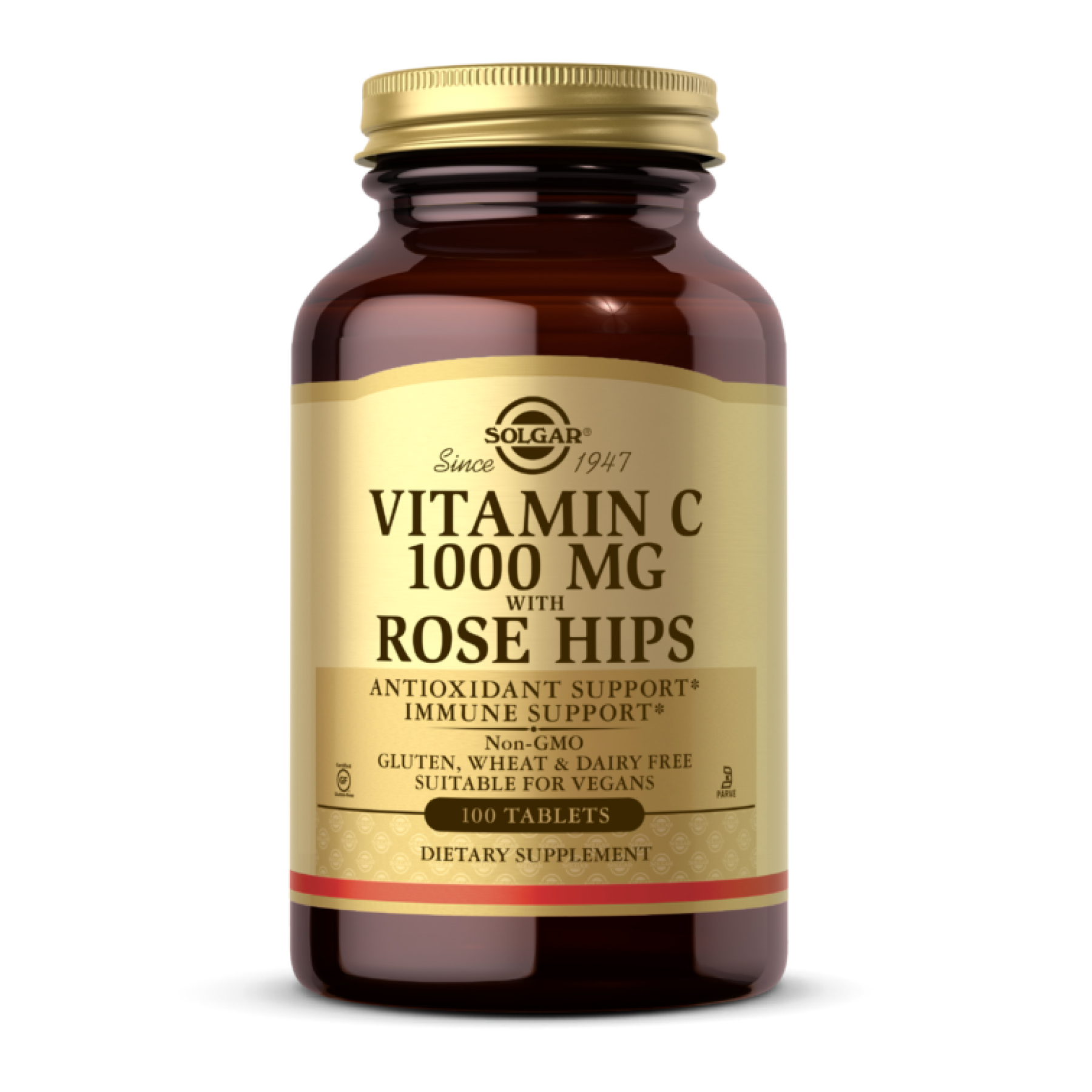 Вітамін С з шипшиною, Solgar Vitamin C With Rose Hips, 1000 мг, 100 таблеток