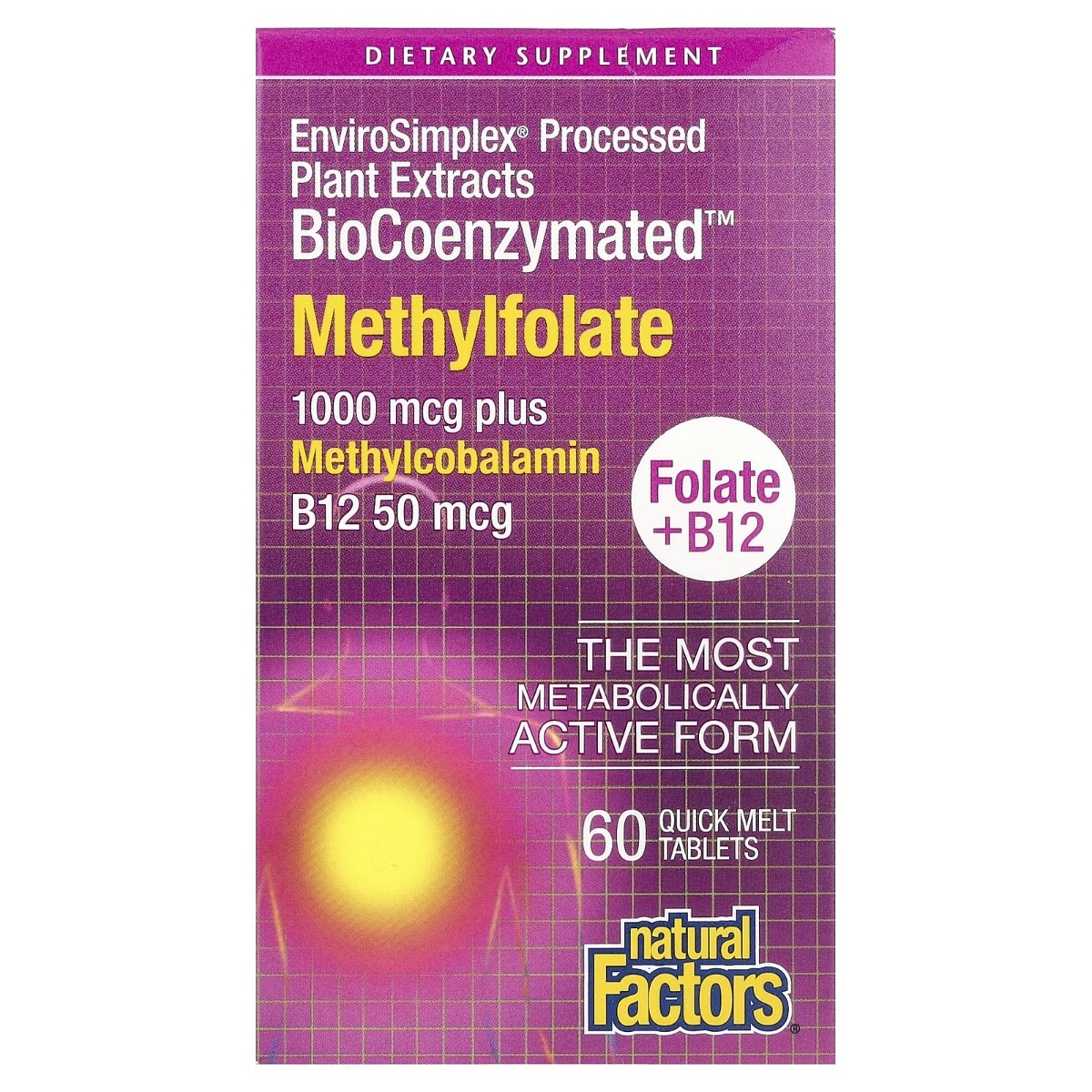 Метилфолат для підтримки здоров'я, Natural Factors BioCoenzymated Methylfolate, 1000 мкг, 60 таблеток