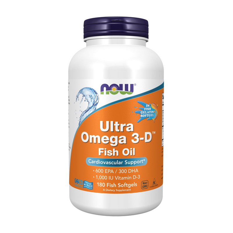 Омега-3 з вітаміном D, Now Foods Ultra Omega 3-D, 180 м'яких капсул