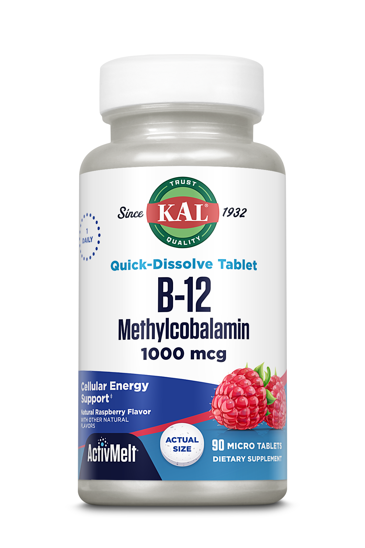 Вітамін B12 метилкобаламін, Kal B-12 Methylcobalamin, 1000 мкг, 90 таблеток (Малина)