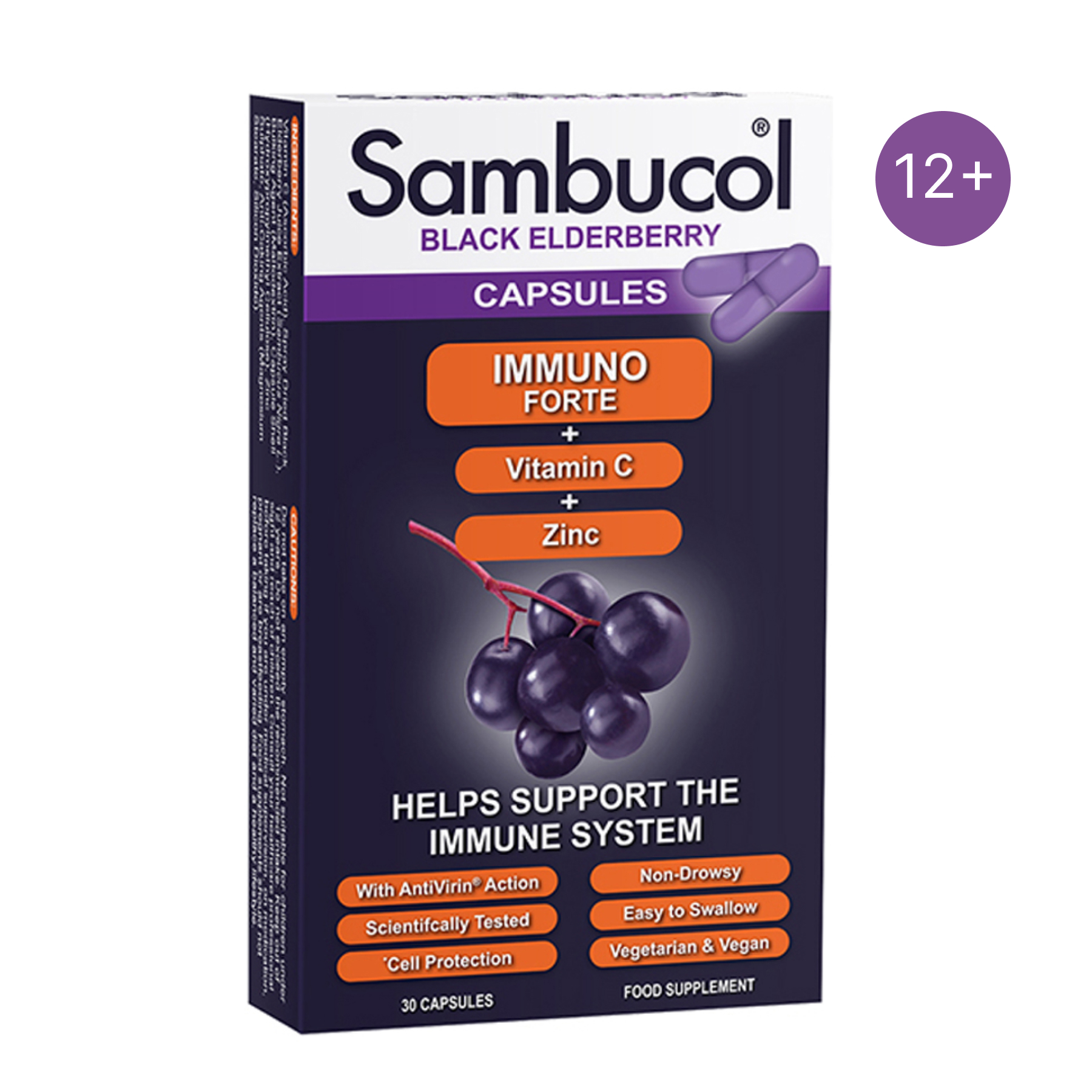 Комплекс для імунітету з чорною бузиною, Sambucol Immuno Forte, 30 капсул