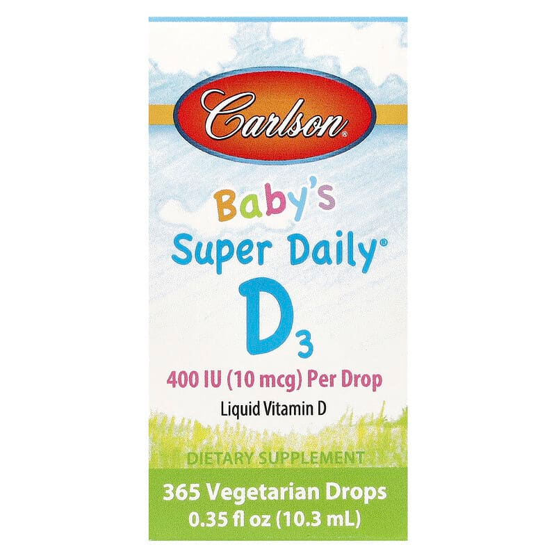 Вітамін D3 для немовлят, Carlson Labs Baby's Super Daily D3, 400 МО, 10,3 мл