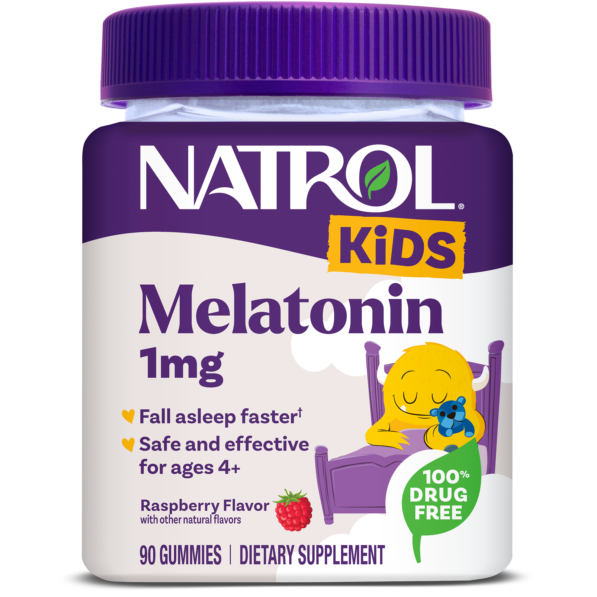 Мелатонін для дітей від 4 років, 1 мг, смак ягід, Melatonin, Ages 4+, Natrol, 60 жувальних цукерок