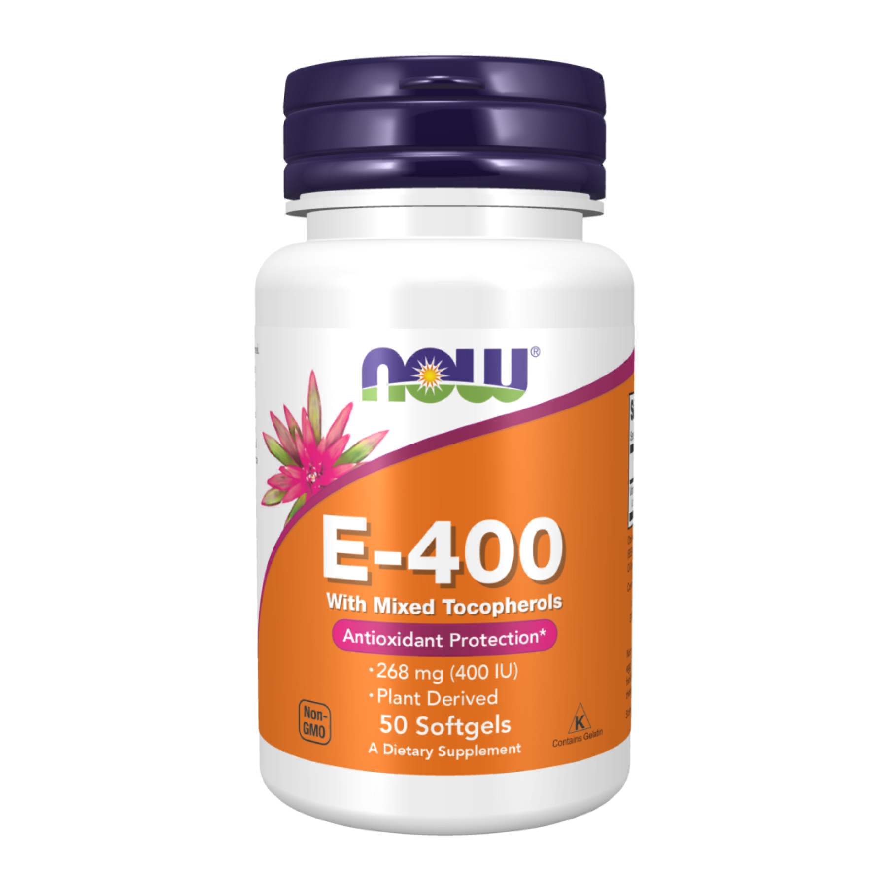 Вітамін Е, E-400, Now Foods, зі змішаними токоферолами, 268 мг (400 МО), 50 гелевих капсул