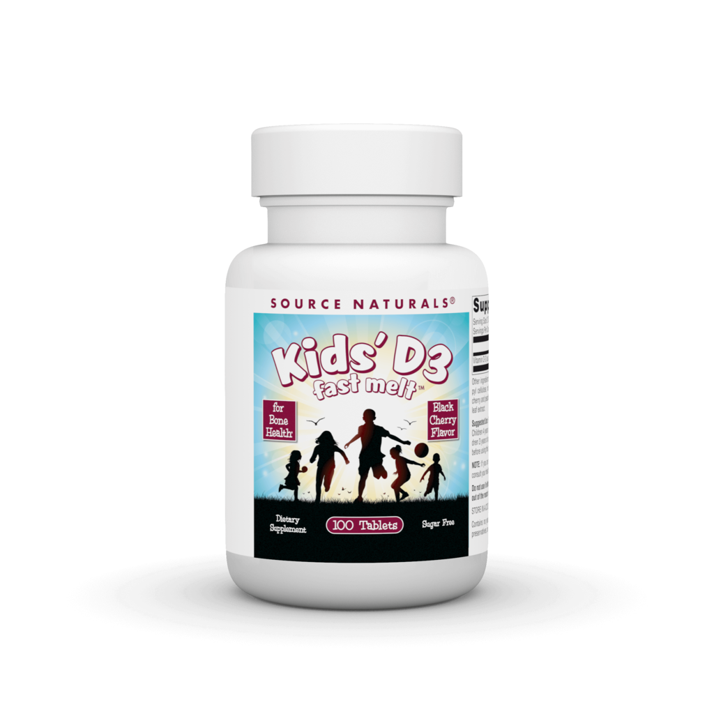 Вітамін D3 для дітей, Source Naturals Kids D-3, 400 МО, 100 таблеток (чорна вишня)