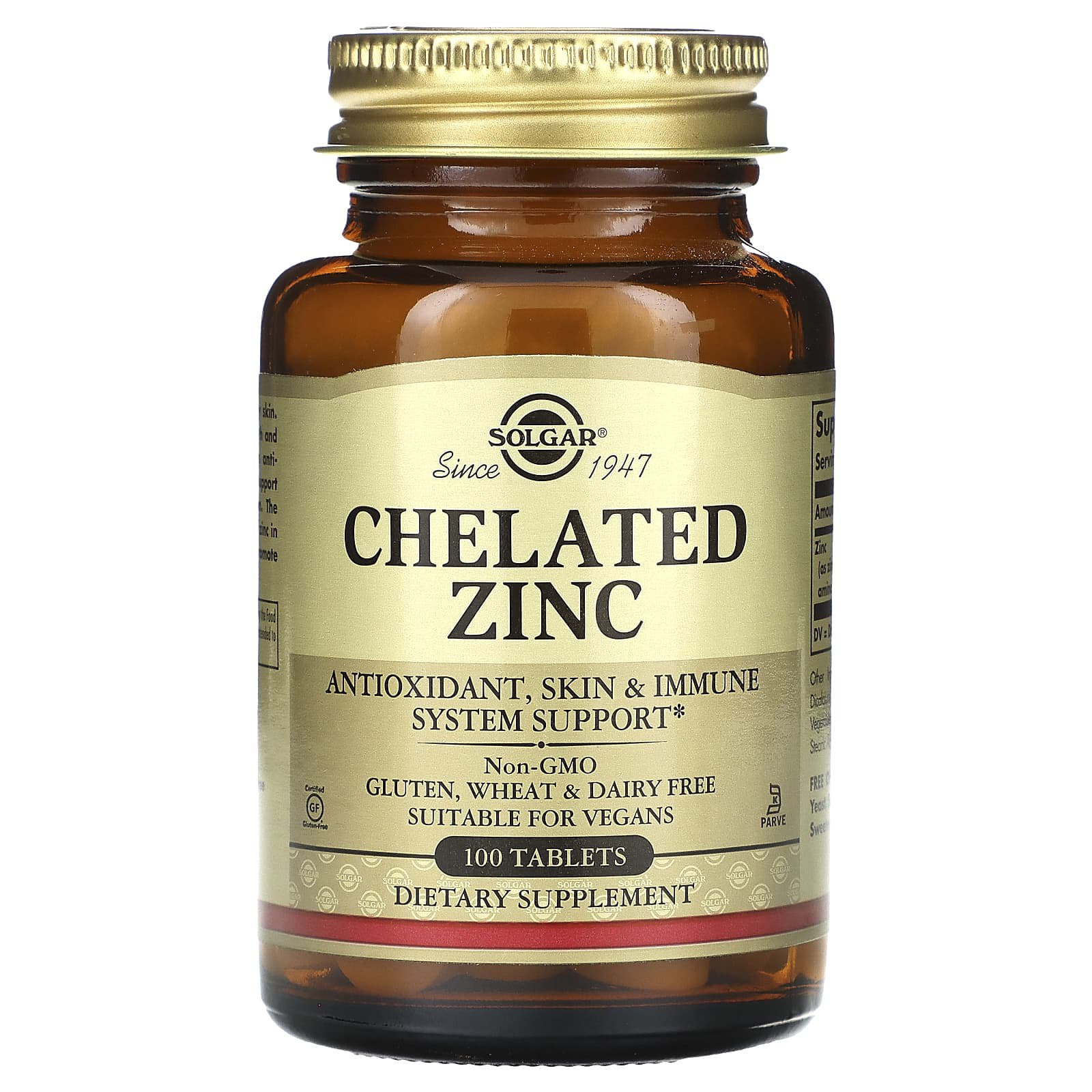Хелат цинку, Solgar Chelated Zinc, 100 таблеток