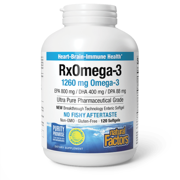 Омега-3, 1260 мг, RxOmega-3, Natural Factors, 120 гелевих капсул